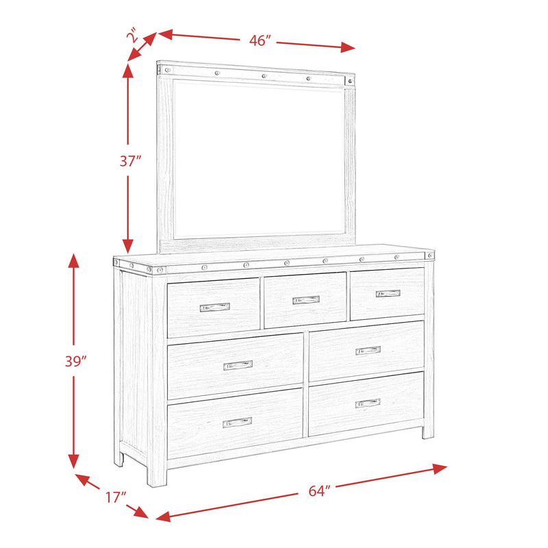 Elements International Wade 7-Drawer Dresser with Mirror WE600DRMR IMAGE 13