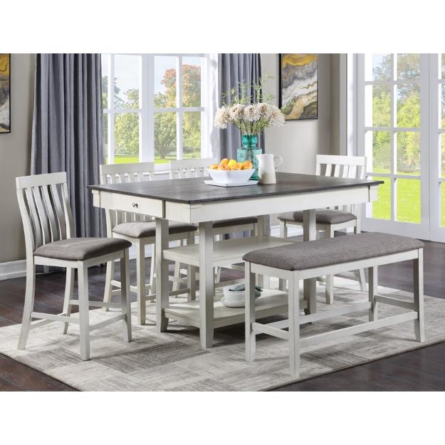 Crown Mark Nina Counter Height Dining Table with Pedestal Base 2715CG-T-4260/2715CG-T-SHELF IMAGE 2