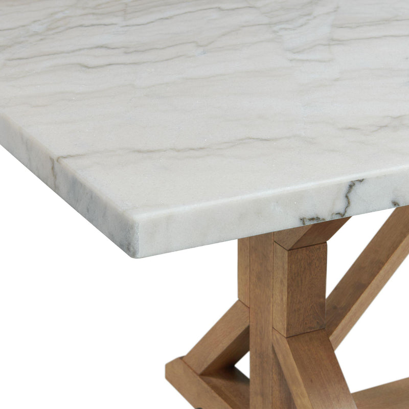 Elements International Lakeview Dining Table with Marble Top and Trestle Base CDLW100DTTB IMAGE 5