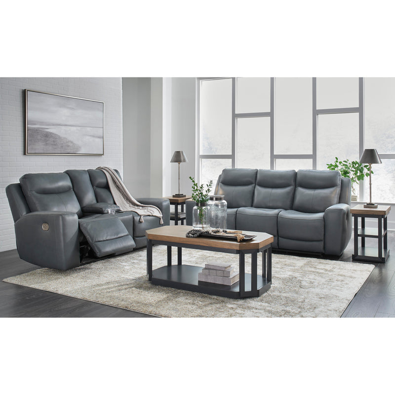 Signature Design by Ashley Mindanao Power Reclining Leather Match Loveseat U5950418 IMAGE 14