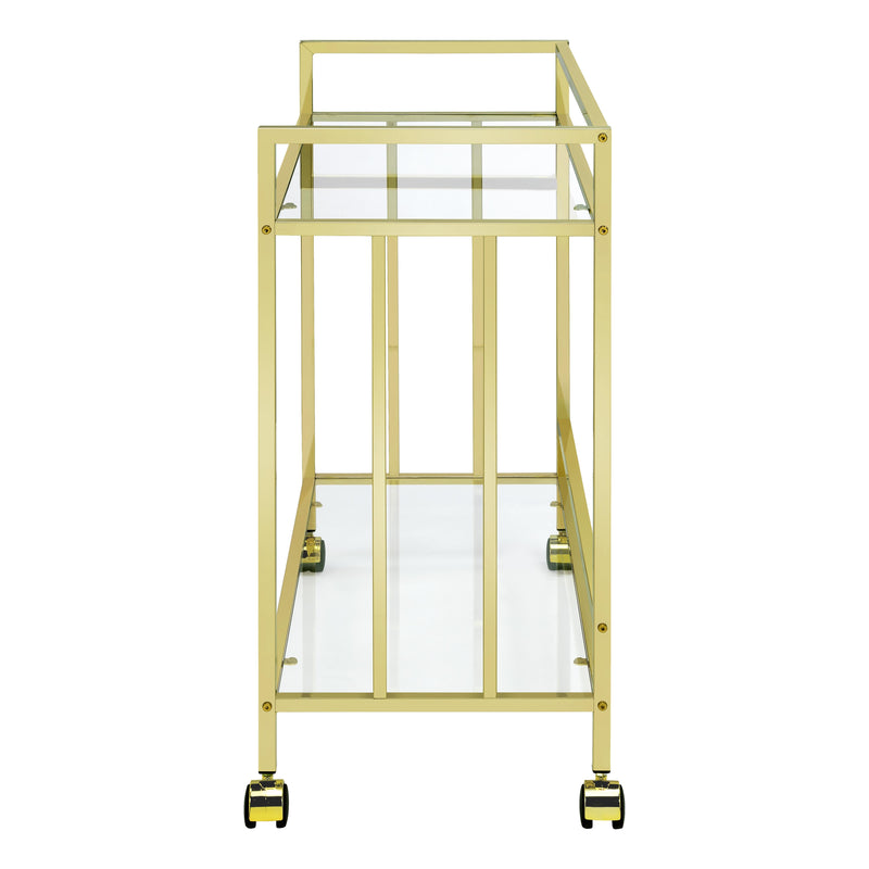 Coaster Furniture Cara 181381 Rectangular Glass Bar Cart - Brass IMAGE 3