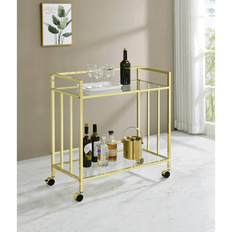 Coaster Furniture Cara 181381 Rectangular Glass Bar Cart - Brass IMAGE 7