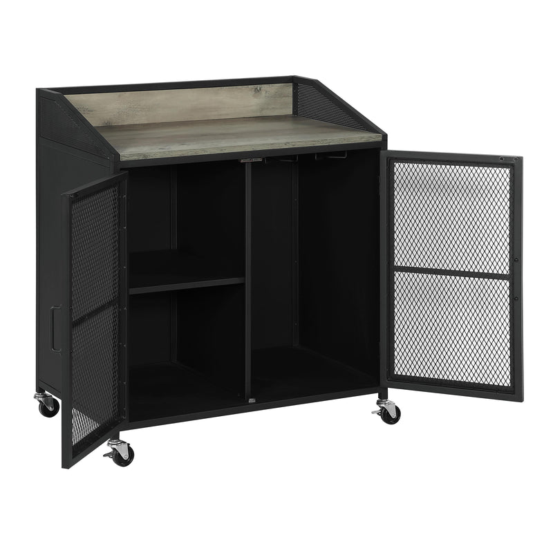 Coaster Furniture Arlette 183476 Wine Cabinet with Wire Mesh Doors - Grey Wash/Sandy Black IMAGE 2