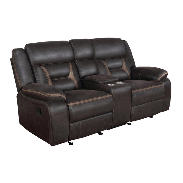 Coaster Furniture Greer Reclining Leatherette Loveseat with Console 651355 IMAGE 1