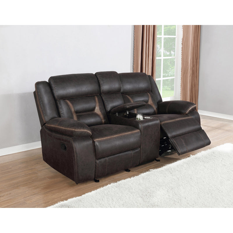 Coaster Furniture Greer Reclining Leatherette Loveseat with Console 651355 IMAGE 5
