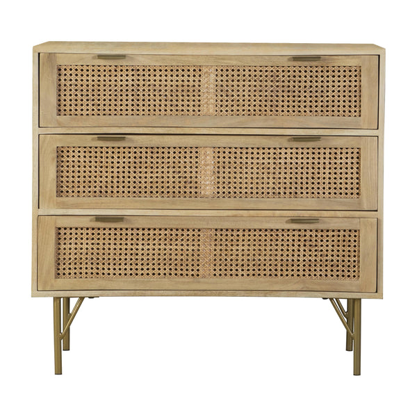 Coaster Furniture Zamora 959579 3-Drawer Accent Cabinet - Natural/Antique Brass IMAGE 1