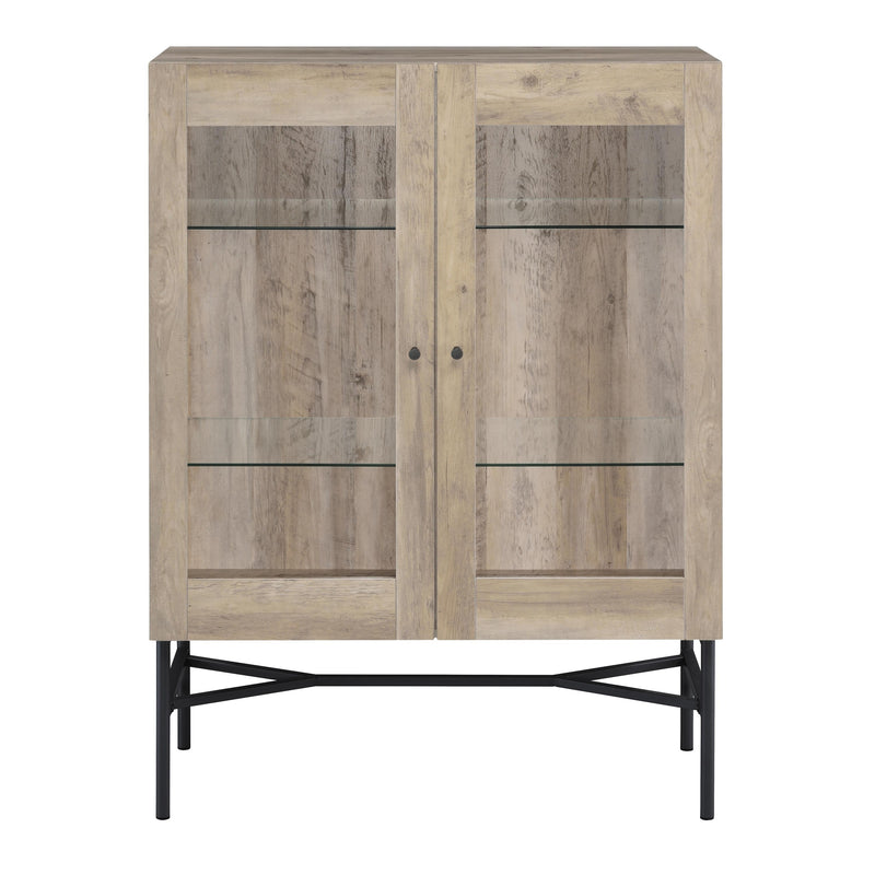 Coaster Furniture Bonilla 959624 2-Door Accent Cabinet with Glass Shelves - Antique Pine/Gunmetal IMAGE 4