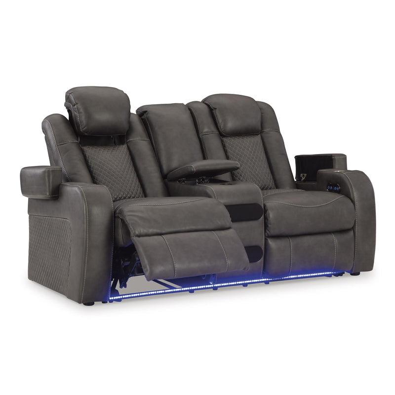 Signature Design by Ashley Fyne-Dyme Power Reclining Leather Look Loveseat 3660218 IMAGE 2