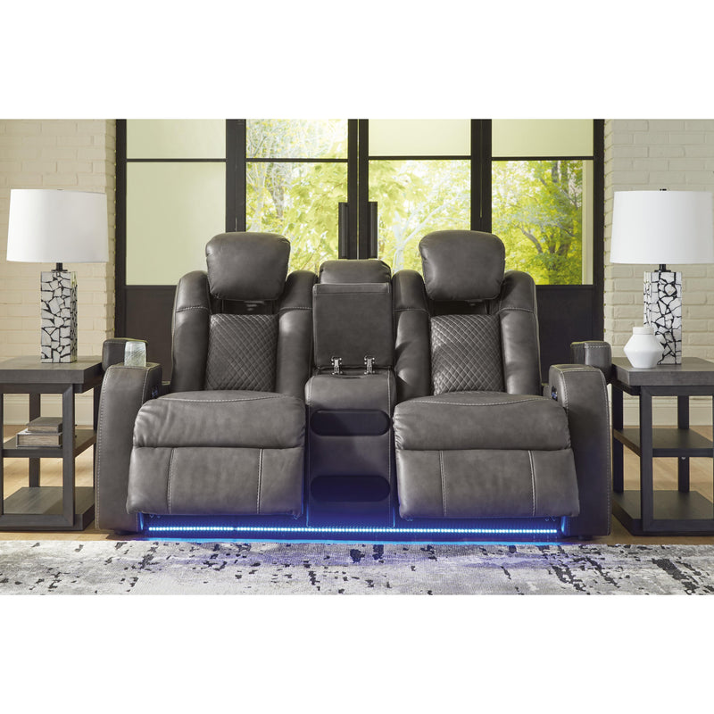 Signature Design by Ashley Fyne-Dyme Power Reclining Leather Look Loveseat 3660218 IMAGE 6