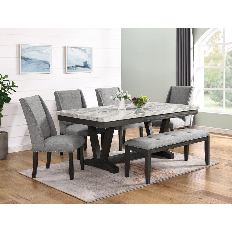 Crown Mark Vance Dining Table with Faux Marble Top and Trestle Base 1318T-4272 IMAGE 3
