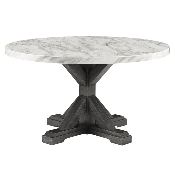 Crown Mark Round Vance Dining Table with Faux Marble Top and Pedestal Base 1318T-54R-LEG/1318T-54R-TOP IMAGE 1