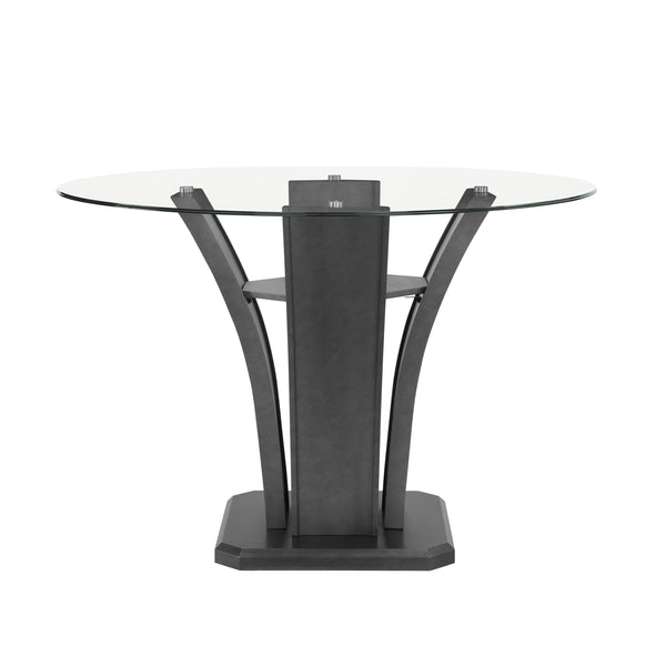 Crown Mark Round Camelia Counter Height Dining Table with Glass Top and Pedestal Base 1716DVT-54-BSL/1716DVT-54RD-GL IMAGE 1
