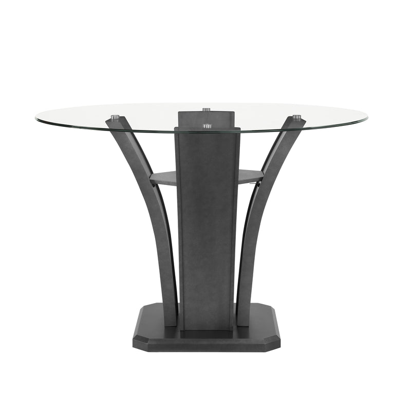 Crown Mark Round Camelia Counter Height Dining Table with Glass Top and Pedestal Base 1716T-54-BSL/1716T-54RD-GL IMAGE 1