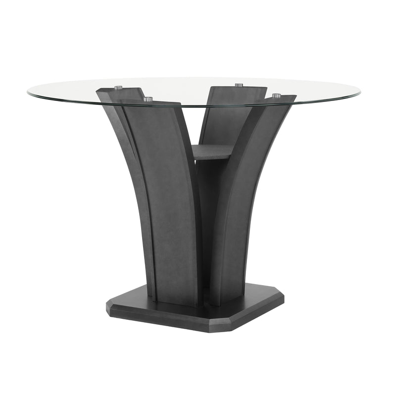 Crown Mark Round Camelia Counter Height Dining Table with Glass Top and Pedestal Base 1716T-54-BSL/1716T-54RD-GL IMAGE 2