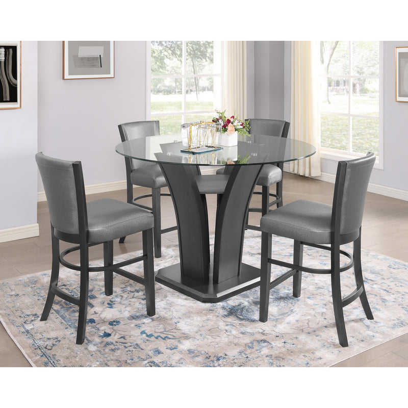 Crown Mark Round Camelia Counter Height Dining Table with Glass Top and Pedestal Base 1716T-54-BSL/1716T-54RD-GL IMAGE 3