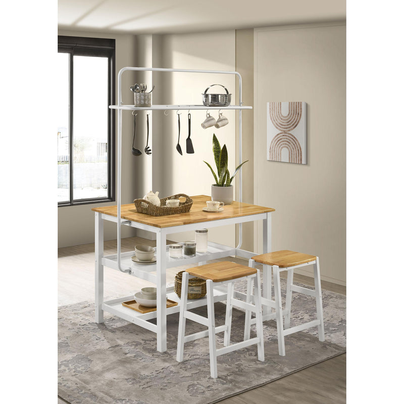 Coaster Furniture Hollis 122246 Kitchen Island Counter Height Table With Pot Rack - Brown/White IMAGE 11