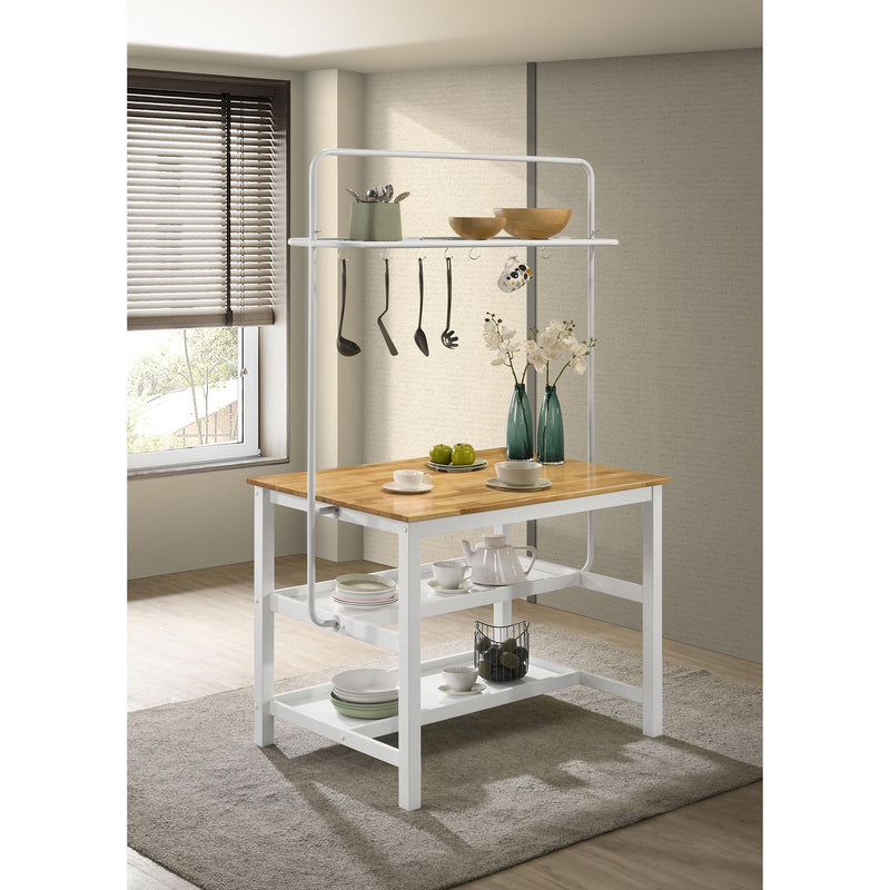 Coaster Furniture Hollis 122246 Kitchen Island Counter Height Table With Pot Rack - Brown/White IMAGE 2