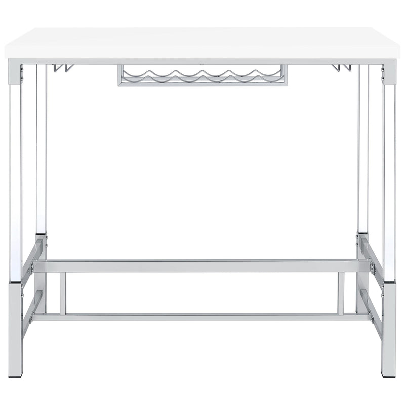 Coaster Furniture Norcrest 182101 Pub Height Bar Table with Acrylic Legs and Wine Storage - White High Gloss IMAGE 7