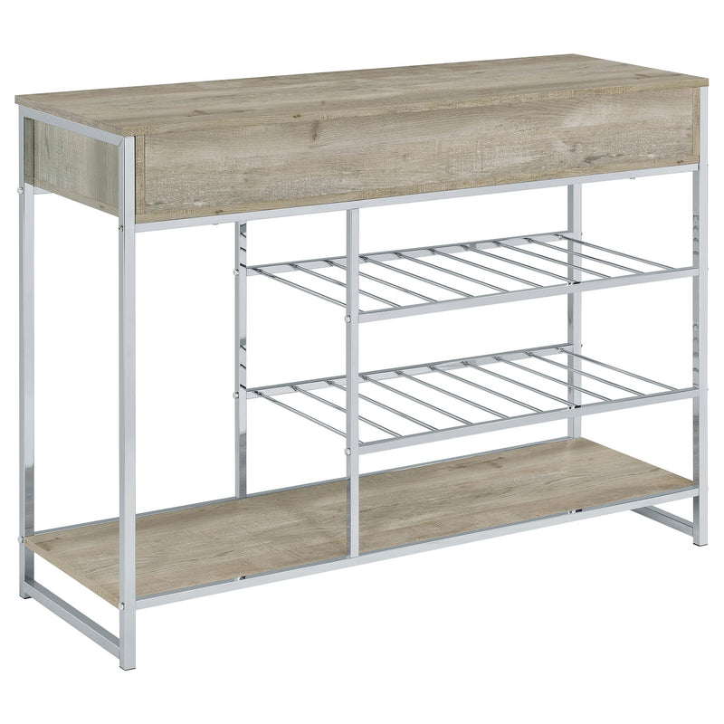 Coaster Furniture Melrose 182275 2-Shelf Wine Cabinet with 2 Drawers - Gray Washed Oak/Chrome IMAGE 6