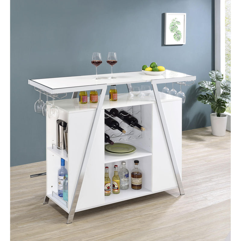 Coaster Furniture Araceli 182355 Home Bar Wine Cabinet - White High Gloss/Chrome IMAGE 3