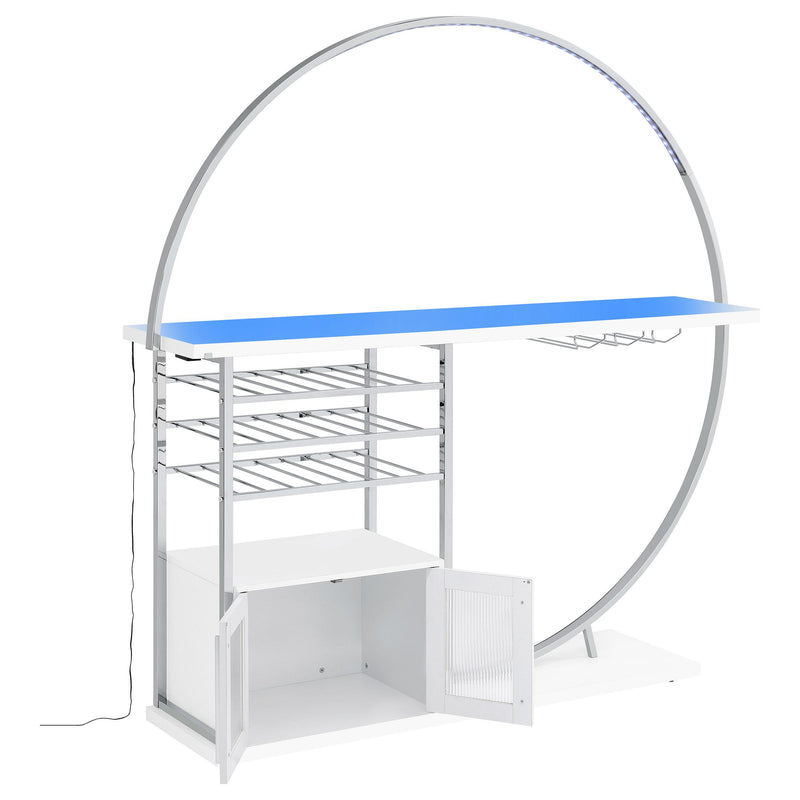 Coaster Furniture Risley 182798 2-Door Circular LED Home Bar with Wine Storage - White High Gloss IMAGE 10