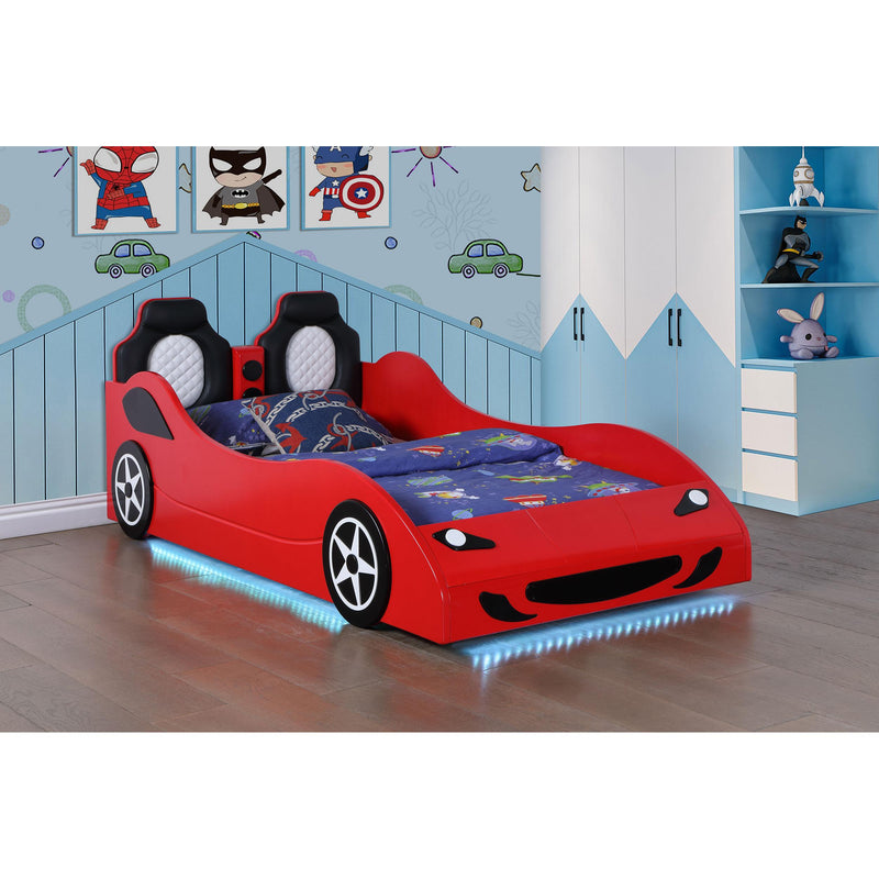 Coaster Furniture Cruiser 400479 Car Themed Twin Bed with Underglow Lights - Red IMAGE 1