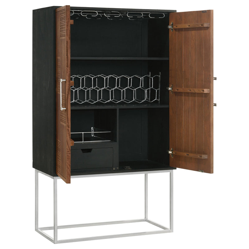 Coaster Furniture Borman 950318 2-Door Bar Cabinet Wine Storage - Walnut/Black IMAGE 4