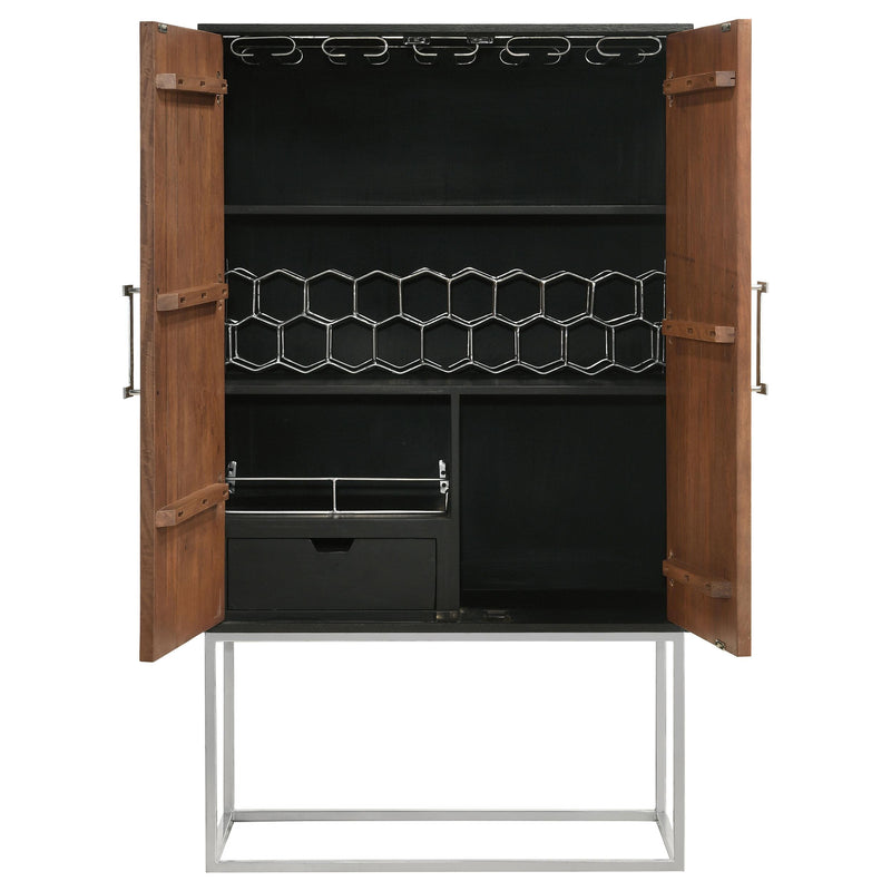 Coaster Furniture Borman 950318 2-Door Bar Cabinet Wine Storage - Walnut/Black IMAGE 6