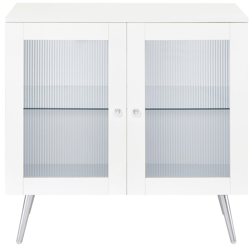 Coaster Furniture Nieta 950396 2-Tier Accent Cabinet with Glass Shelf - White High Gloss/Chrome IMAGE 4