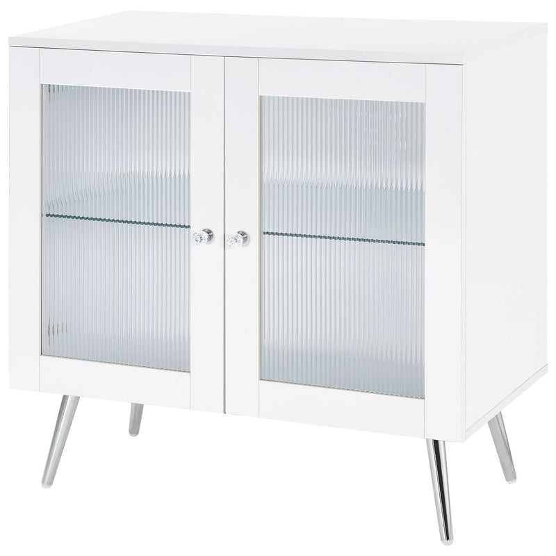 Coaster Furniture Nieta 950396 2-Tier Accent Cabinet with Glass Shelf - White High Gloss/Chrome IMAGE 5