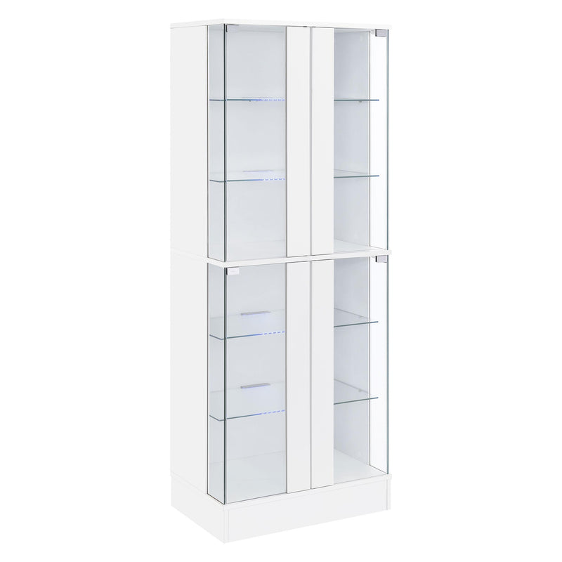 Coaster Furniture Cabra 950397 Display Case Curio Cabinet with Glass Shelves and LED Lighting - White High Gloss IMAGE 4