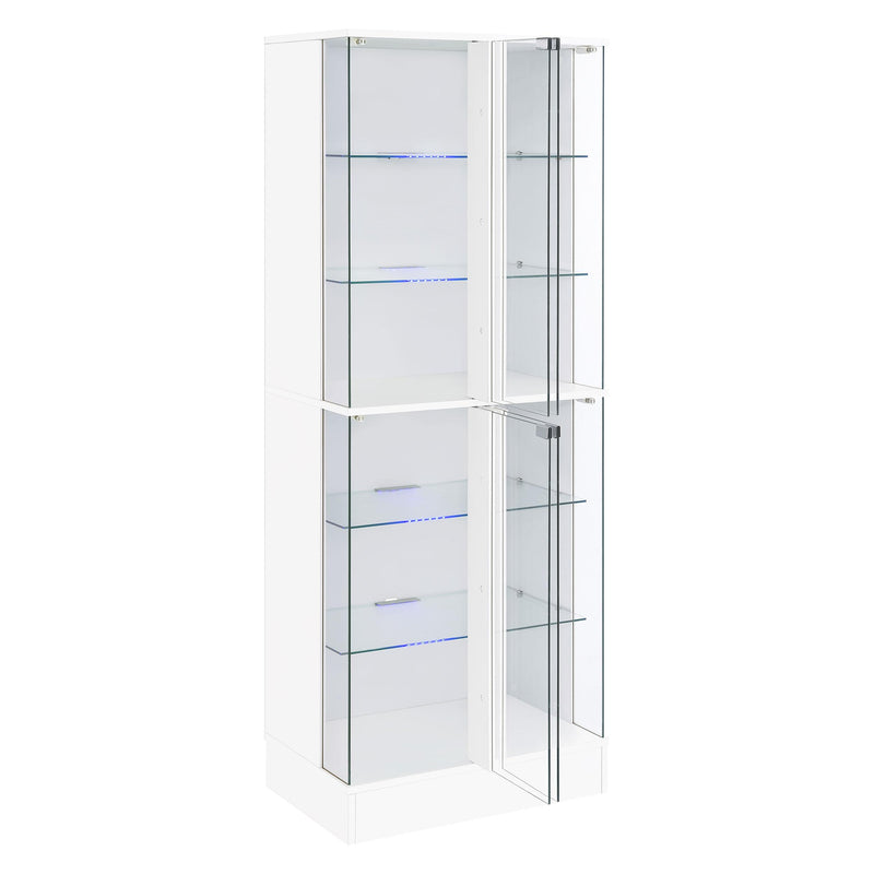 Coaster Furniture Cabra 950397 Display Case Curio Cabinet with Glass Shelves and LED Lighting - White High Gloss IMAGE 5