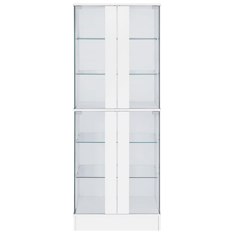 Coaster Furniture Cabra 950397 Display Case Curio Cabinet with Glass Shelves and LED Lighting - White High Gloss IMAGE 6