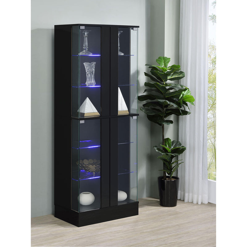 Coaster Furniture Cabra 950398 Display Case Curio Cabinet with Glass Shelves and LED Lighting - Black High Gloss IMAGE 3