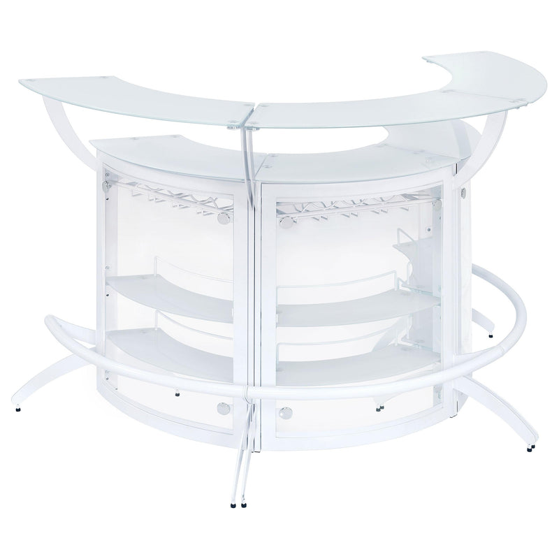 Coaster Furniture Dallas 182136-S3 Curved Bar Unit - White/Frosted Glass IMAGE 1