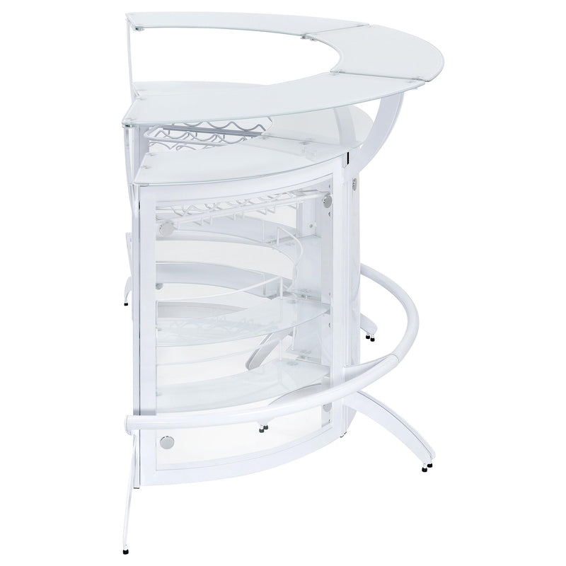 Coaster Furniture Dallas 182136-S3 Curved Bar Unit - White/Frosted Glass IMAGE 8