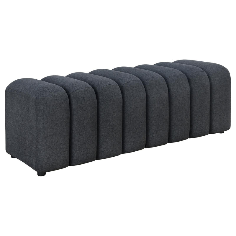 Coaster Furniture Summer 910294 Upholstered Channel Tufted Accent Bench - Charcoal IMAGE 1