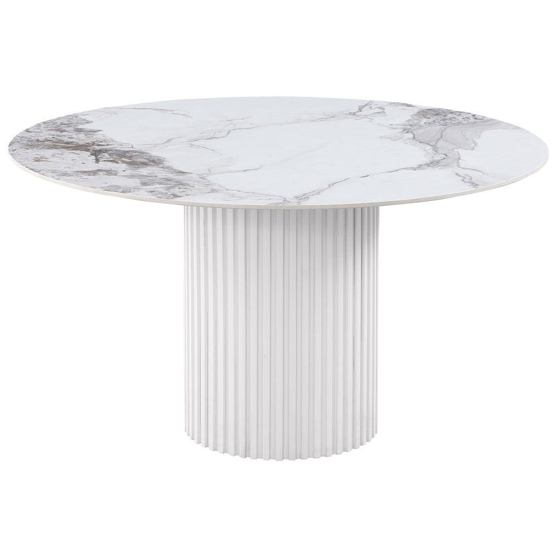 Coaster Furniture Round Acadia Dining Table with Stone Top and Pedestal Base 105580 IMAGE 1