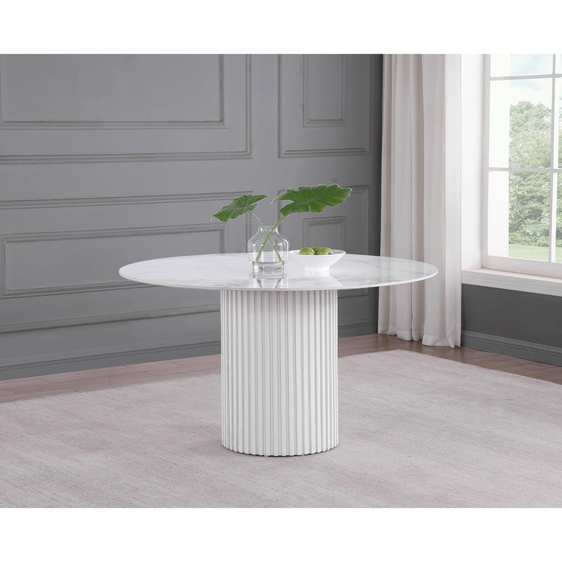 Coaster Furniture Round Acadia Dining Table with Stone Top and Pedestal Base 105580 IMAGE 3